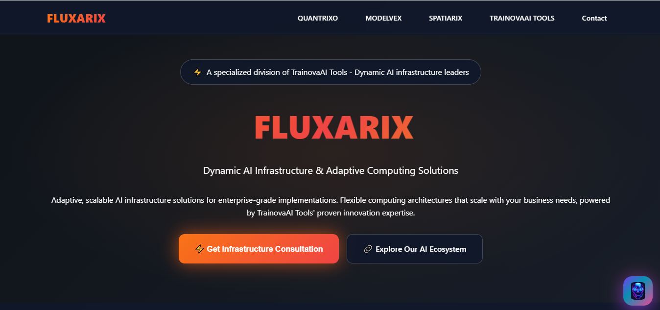 FluxArix AI infrastructure website