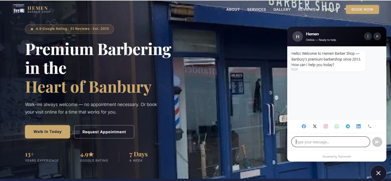 Hemen Barber Shop website