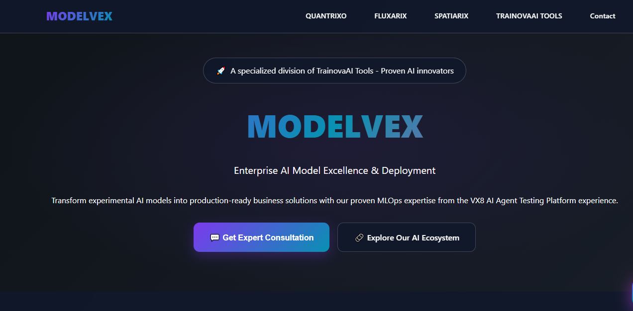 ModelVex enterprise AI platform website